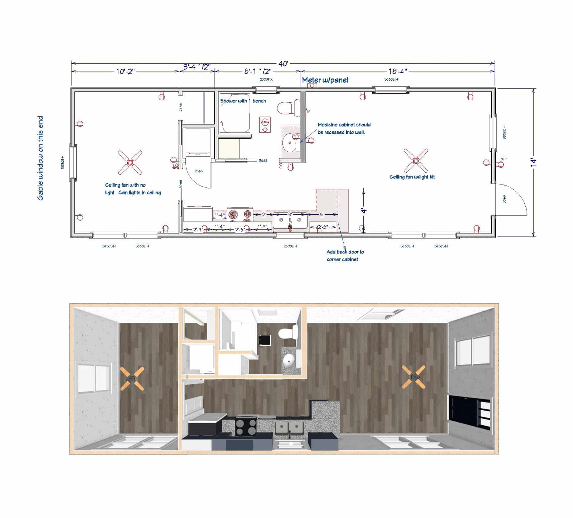 floor plan for bear ridge series prefab tiny home
