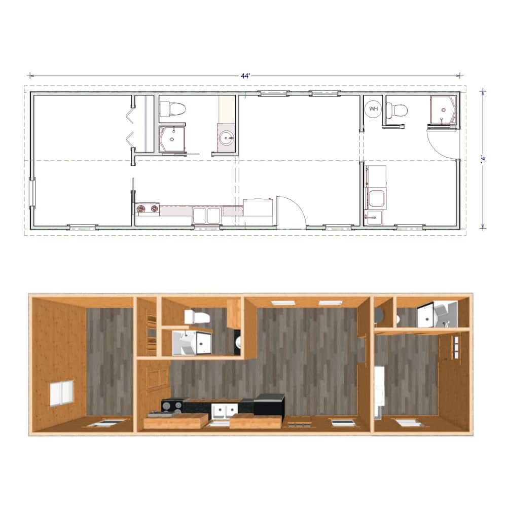 Wooden Home Drawing and Layout