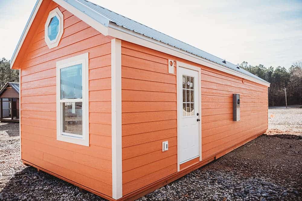 orange exterior cottage style prefab tiny home