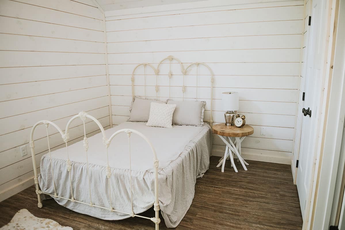 bedroom in small modular cabin