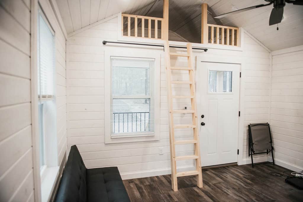 interior loft of a tiny home modular cabin