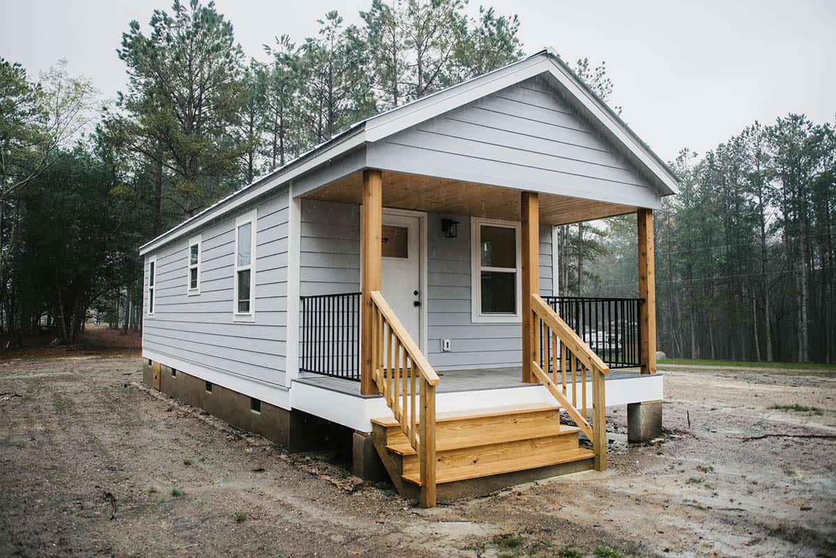 modular cabin or cottage with siding