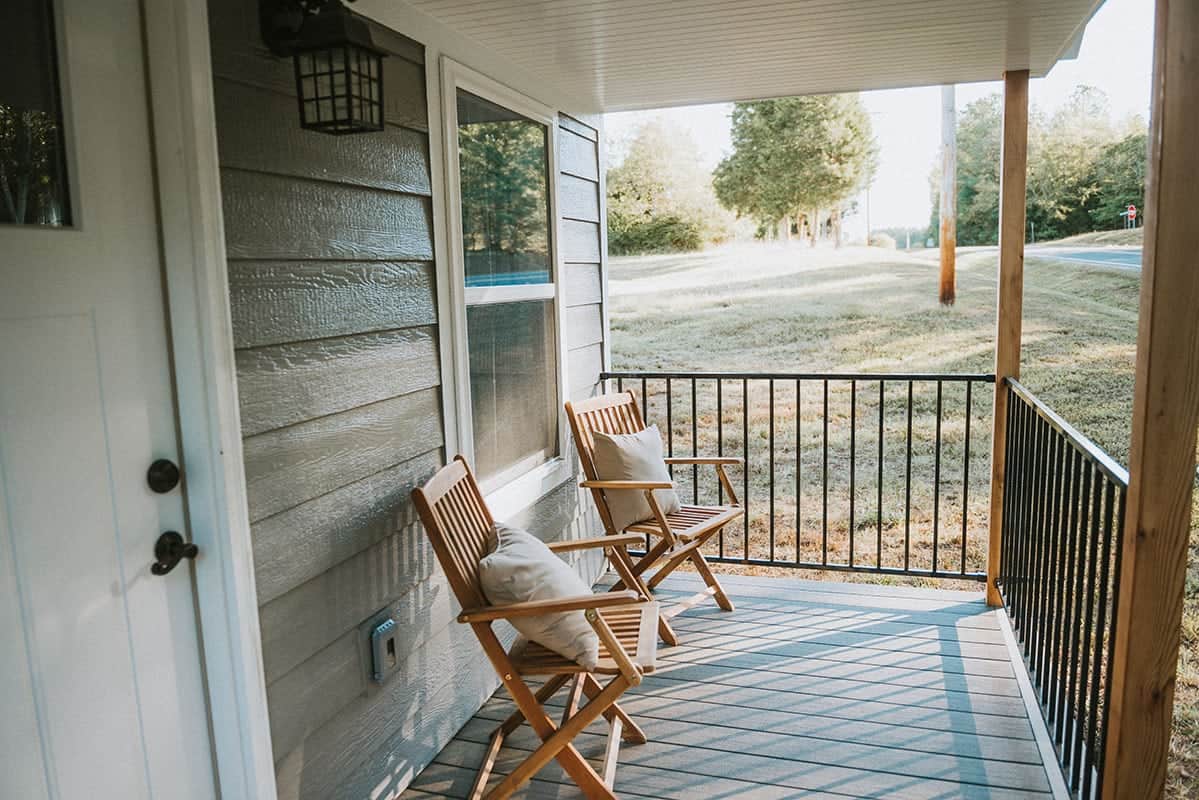 porch on small modular cabin