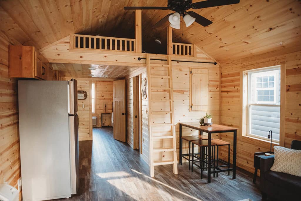modular log cabin one-bedroom interior